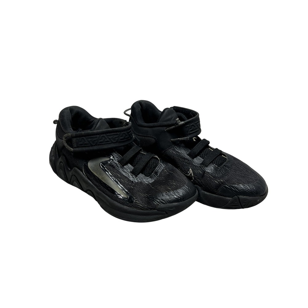 Nike Giannis Shoes Youth Size 2.5Y Black Basketball Strap Sneakers Hook & Loop